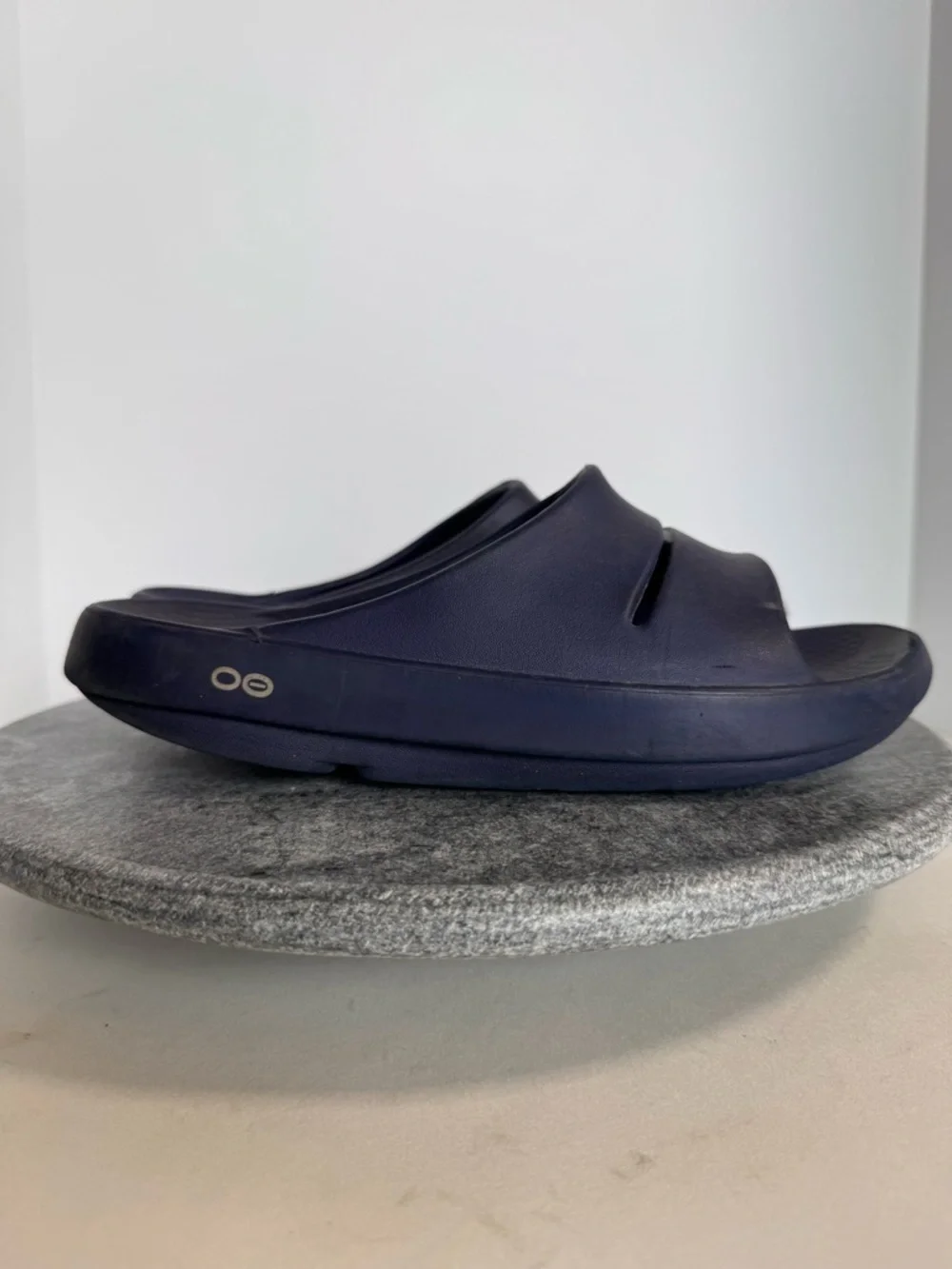 Oofos Ooaahh Navy Blue Rubber Slides Sandals Shoes 42